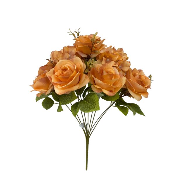 9-head rose mixed bunch – orange