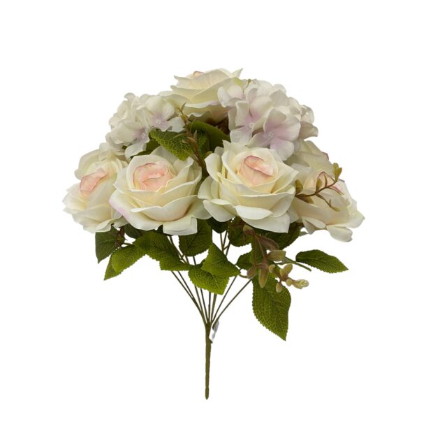 9-head mixed rose bunch – ivory and pink