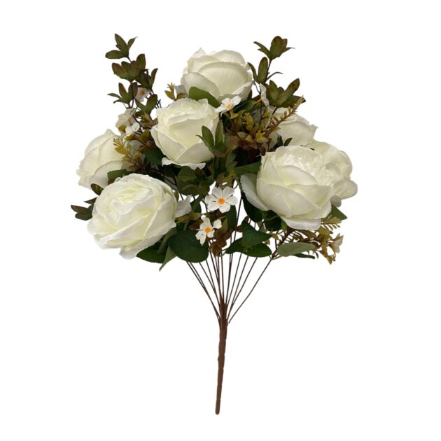 7-head rose bunch – 60 cm ivory colour