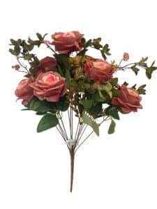 12-head rose bunch – 47 cm cream pink