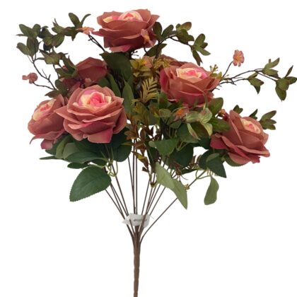 12-head rose bunch – 47 cm cream pink