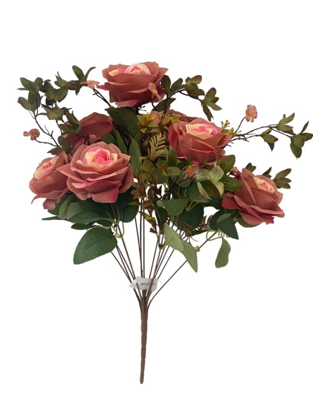 12-head rose bunch – 47 cm cream pink