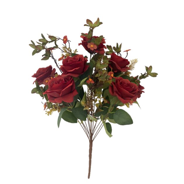 12-head rose bunch – 47 cm cream and red