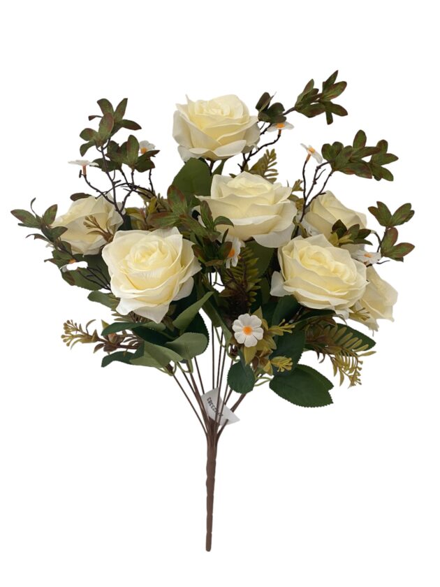 12-head rose bunch – 47 cm cream ivory