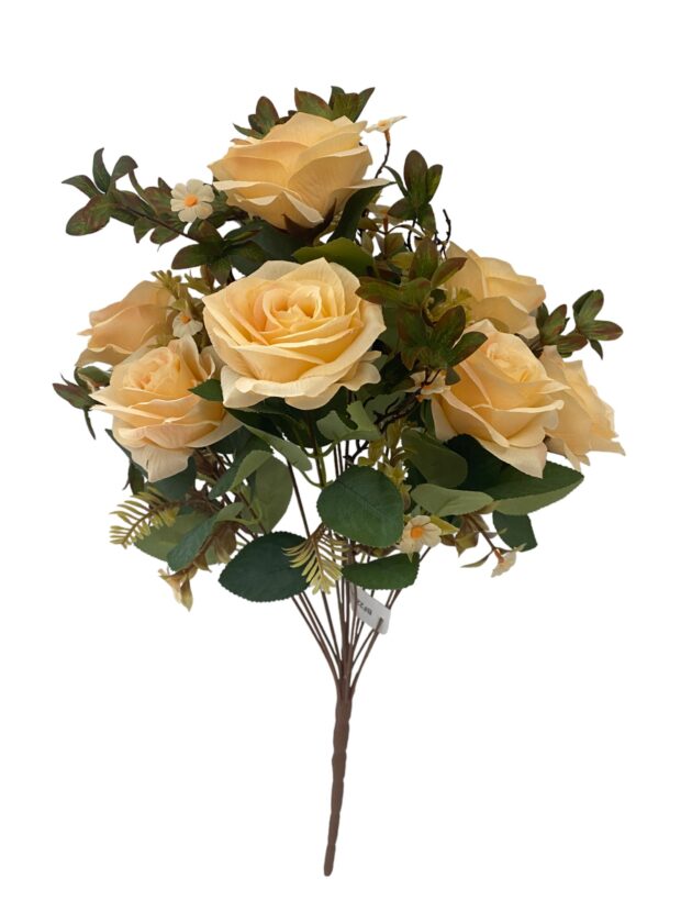 2-head rose bunch – 47 cm cream yellow