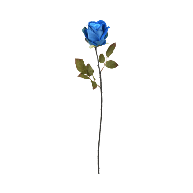 70cm Blue Single Rose Bud with Long Stem