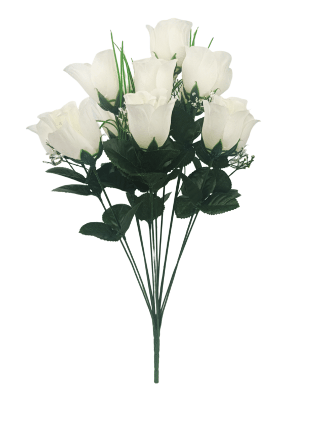 12-head ivory rose bud – 47 cm