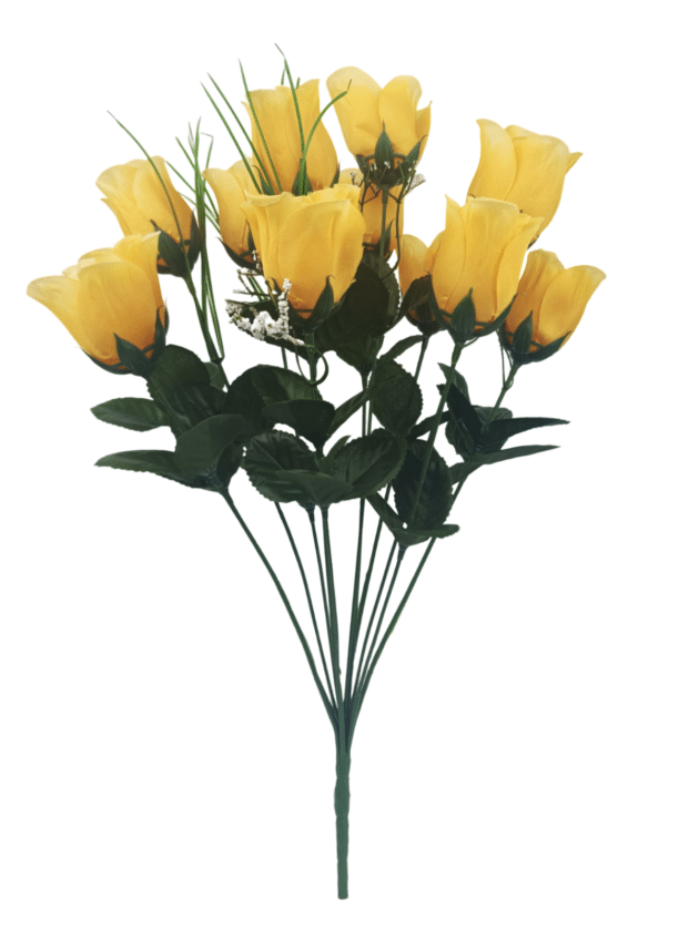 12-head rose bud – 47 cm yellow