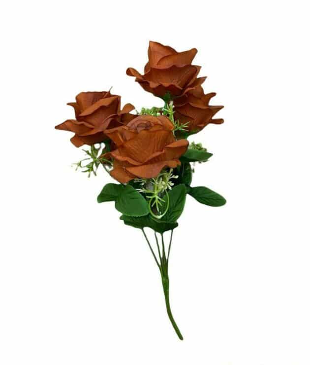 5-head rose bunch – 40 cm in rust colour