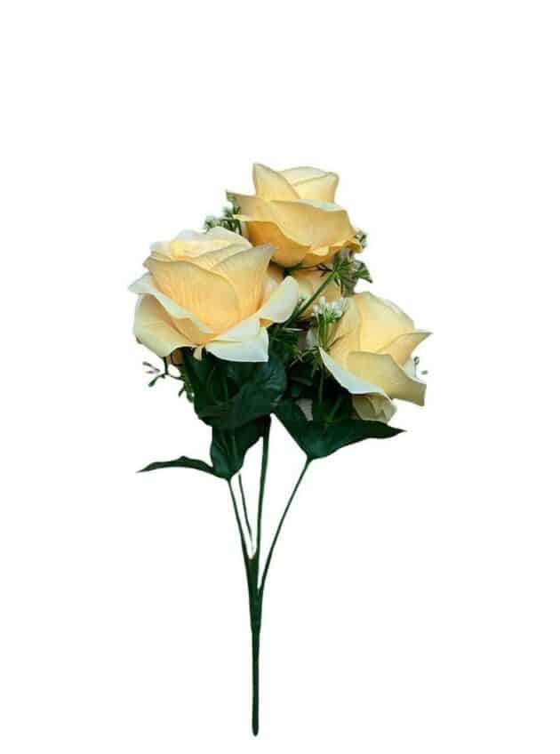 5-head rose bunch – 40 cm in beige