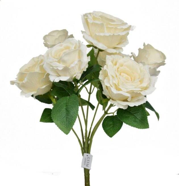 7-head queen rose – 55 cm ivory