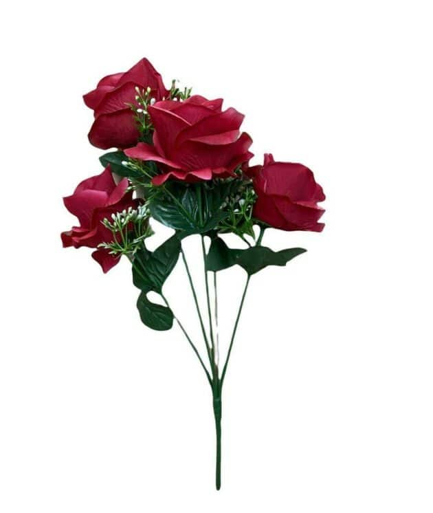 5-head rose bunch – 40 cm in red