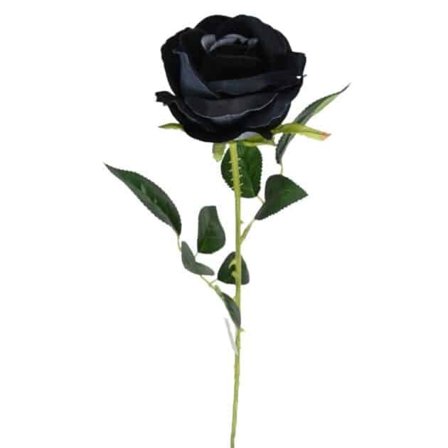 55cm long faux floral black single rose