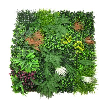 1x1 meter artificial green wall hedge with multicolour leaves