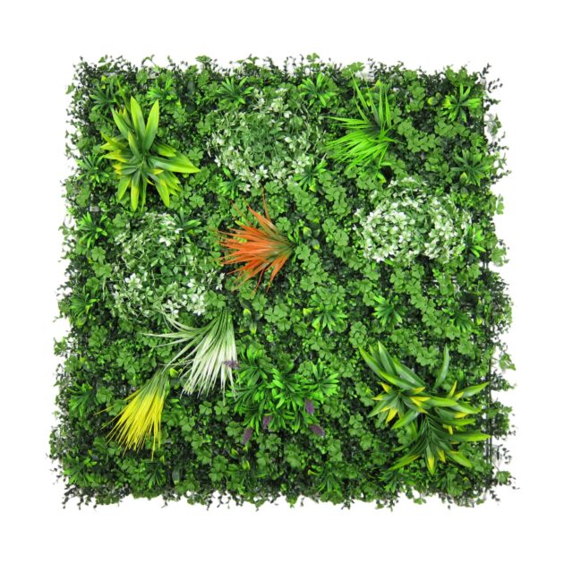 1x1 metre artificial green wall hedge with bush leaves