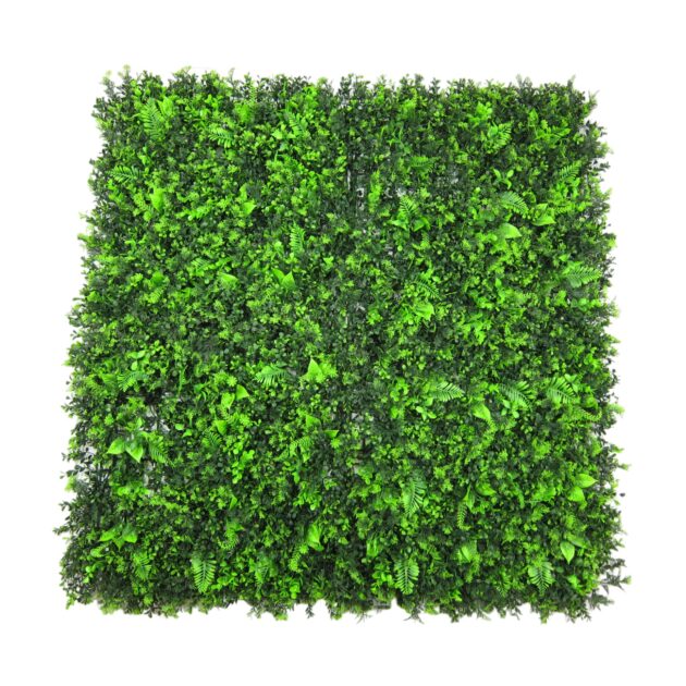 1x1 metre artificial green wall hedge with fern leaves