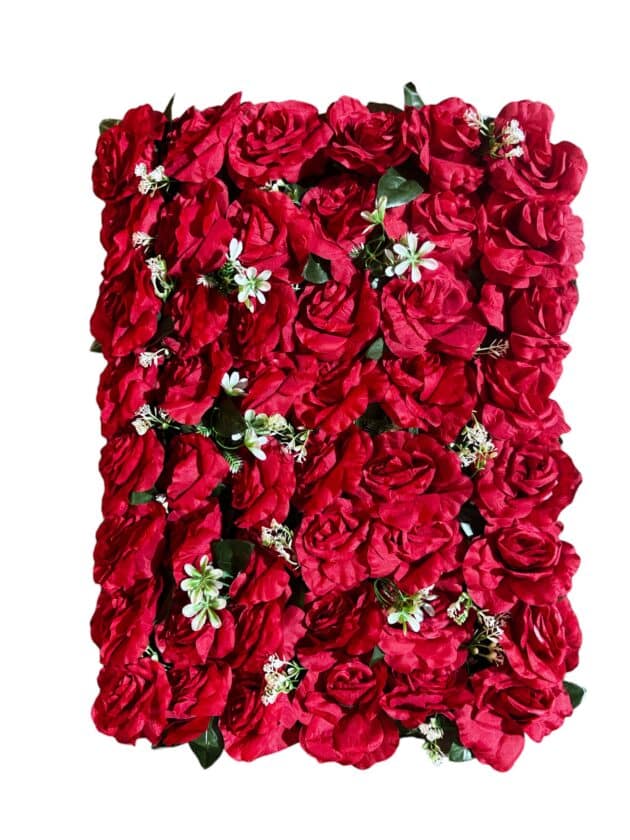 Red rose wall panel, artificial flowers London