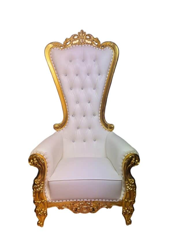 6ft Tall King and Queen Chair Set in Creamy White for Weddings