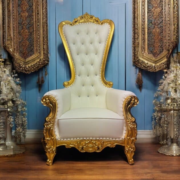 6ft Tall King and Queen Chair Set in Creamy White for Weddings