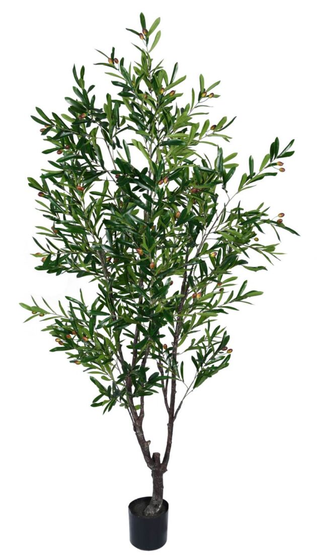 Elegant Olive Fruit Tree, Lifelike artificial olive plant, Faux olive tree with green fruit, Faux olive tree with black fruit, Large artificial olive tree