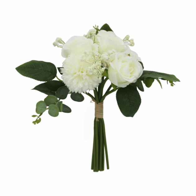 Artificial 7 Head Tied Rose/Chrysanthemum – Round Bloom Bunch - Image 5