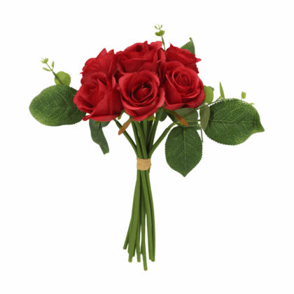 Artificial Rose Bouquet, 7 Stems with Leaves, Indoor Decor
